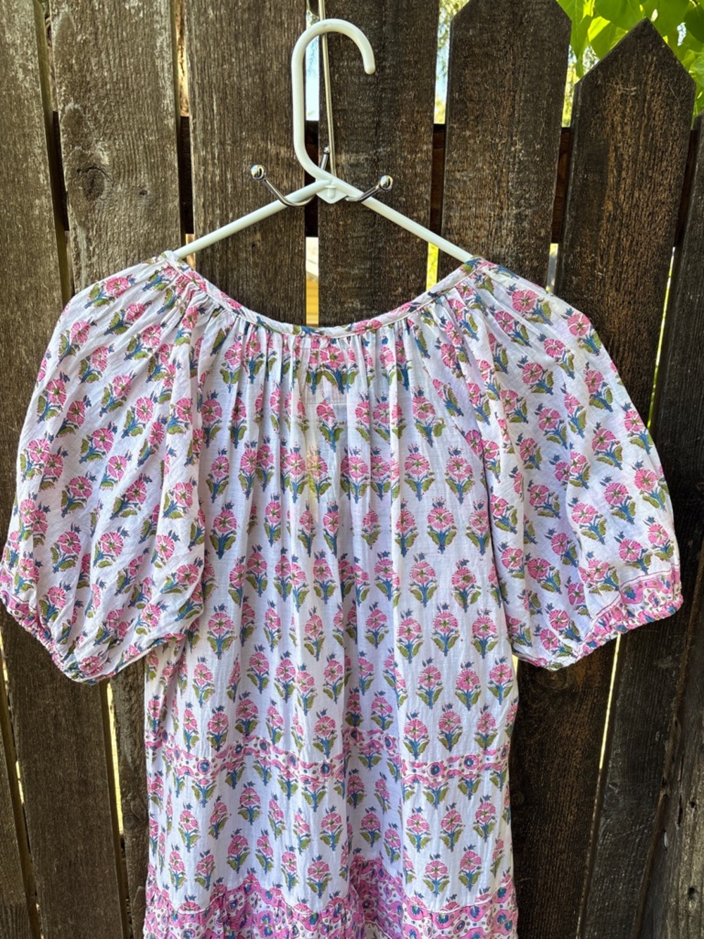 Bell By Alicia Bell Roxy Floral Cotton Tiered Mini Dress In Pink/White Sz S - Picture 4 of 15